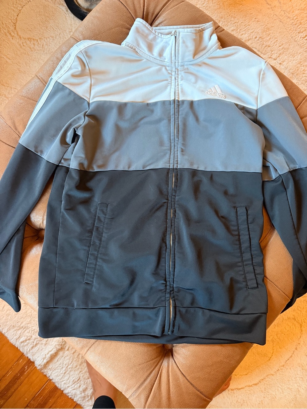 adidas Boy’s Three-Tone Performance Track Jacket - Light Gray/Gray/Black